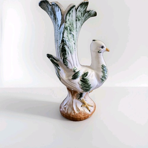 Vintage ceramic peacock vase - vintage,