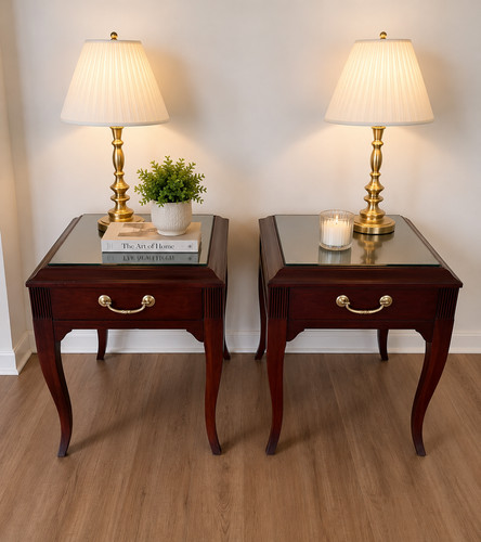 Ethan allen glass top end - top,