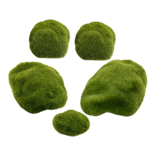 Artificial green mossy stones - mossy,