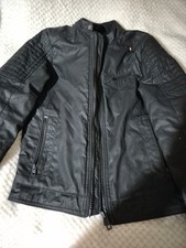 Used Next Boys Lightly Padded Coated Cotton Coat Jacket.age 10 Years.black