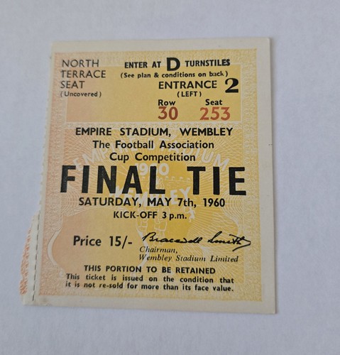 1960 cup final ticket - final,