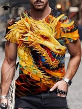 Men T-Shirt 3D Dragon Print
