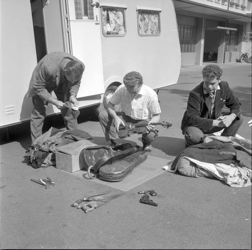 Policemen searching gypsy