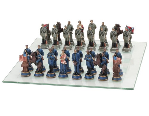 American civil war chess set - american,