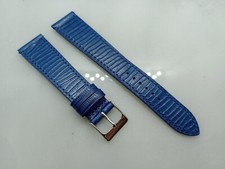 New Geckota 19mm Quick Release Textured Genuine Leather Watch Strap Blue XL48