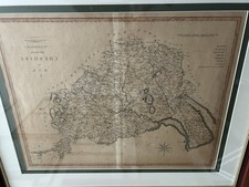 Antique Map Of Cheshire By J Cary. March 1803. Mounted And Framed 29”x24”