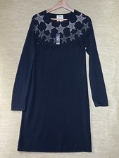 Clements Ribeiro Jumper Dress Size L 10 Black Star Embellished New