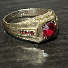 Victorian Stamped 1/30 14K R.G.P. Red Paste Stones Size 9.5 OLD
