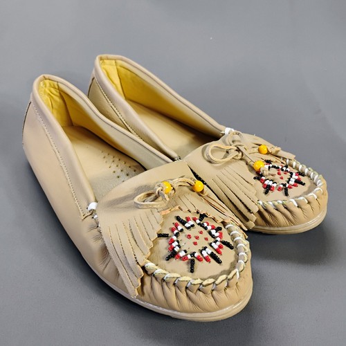 Pig leather tan moccasins - leather,