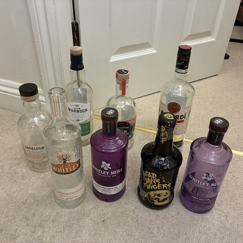 Gin rum whisky empty bottles - gin,