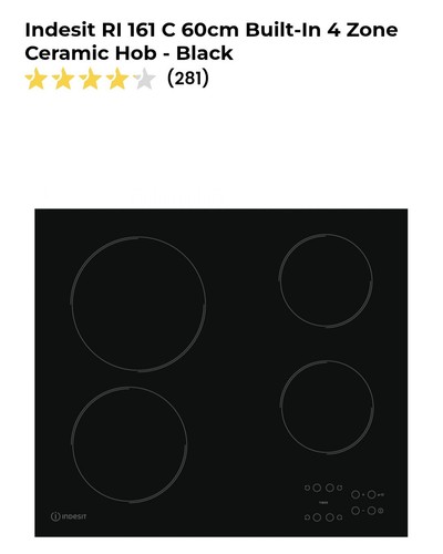 Indesit ri161c 58cm - ri161c, black