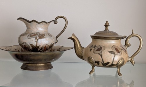 Vintage brass and enamel - brass,