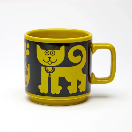 Cat piranha mug - mug, retro
