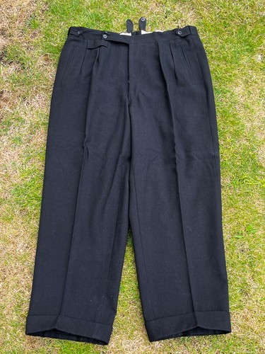 Vintage black wool button fly - vintage,