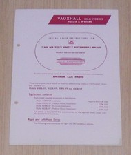 VAUXHALL VELOX & WYVERN Fitting Instructions Illustrated Guide HMV RADIO 1950-51