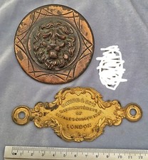 *RARE Antique Brass CHUBB Fancy Safe Plate / Plaque + LION