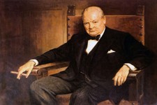 SIR WINSTON CHURCHILL PRIME MINISTER UNITED KINGDOM PAINTING BY ARTHUR PAN REPRO