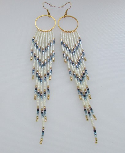Seed bead fringe hoop - fringe, earrings