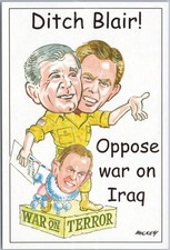 Vintage Postcard Ditch Blair Oppose Iraq War Political Cartoon Satire