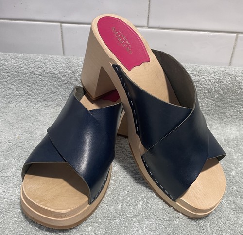 Swedish hasbeens navy leather - navy,