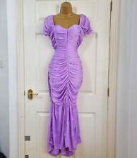 Zara lilac draped midi dress with ruffled trim Sz L Mermaid Ruched Off Shoulder