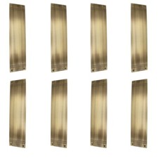 8 x Solid Antique Brass Finger Push Door Plate Reeded Period 305mm x 75mm
