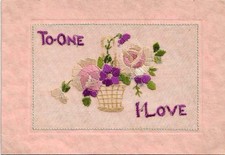 ww1 embroidered Tuck’s silk Valentines Card