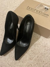 Boohoo Black faux suede High