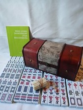Mahjong Set Wooden Box 144 Extra Large Green Tiles Book Sticks Mah jong Jongg
