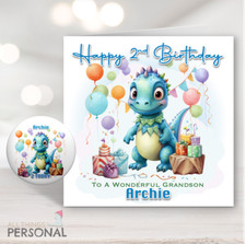 Personalised Dinosaur Birthday Card Son Grandson 1st 2nd 3rd 4th 5th Boys Card