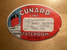 Cunard RMS Queen Mary - Luggage Label 1958