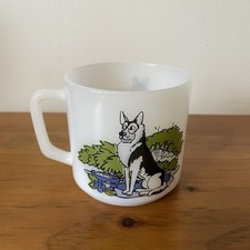 Vintage Arcoroc France Milk / Opal Glass Children’s Mug With Dog Design