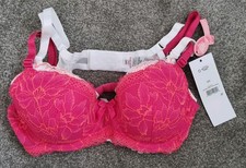 2 PACK - padded UNDERWIRED LACE COMFORT BRA PINK,WHITE. 