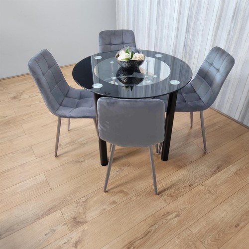 Black round glass dining - round,