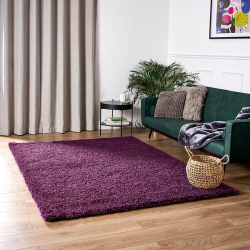 Aubergine thick shaggy rug - rug,