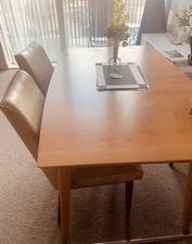 Dining Table, Oak Effect Flip Top Extending Table, Wooden Foldable Kitchen Table