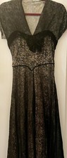 Vintage 1940's black lace evening dress - size 8