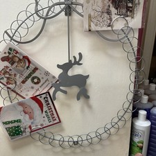 Metal Xmas Card Holder for Approx 50 Cards with Reindeer Attachment Silver