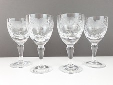 4 x Royal Brierley Crystal Honeysuckle Wine Glasses 15 cm H