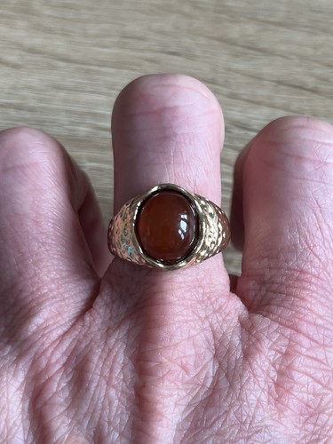 Gold toned ring with - gold-toned, hammered