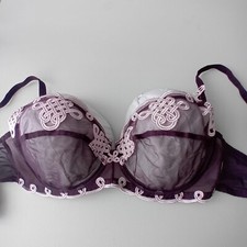 Lejaby bra teal purple and pink lace embroidered underwired 30DD