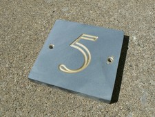 Gold Number 5 - deep engraved Welsh Slate House Gate Sign Plaque Door Number