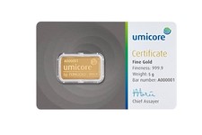 5g Gold 999 Fine Umicore Bullion Bar - SERIALISED.