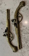 Vintage Old  Brass Pistols  wall hung  decorative displays
