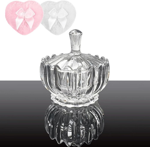 Crystal powder puff - jar, heart