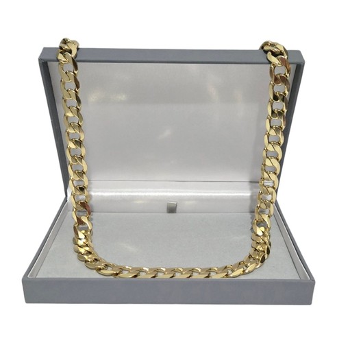 Mens 9ct gold - curb, chain