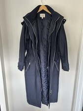 Coast Winter Coat Ladies Long Size 12 Warm Removable Hood Navy Blue