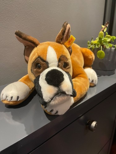 Steiff boxer dog laying down - steiff,