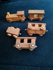5 Piece Vintage Wooden Train Toy Set  With Wheels