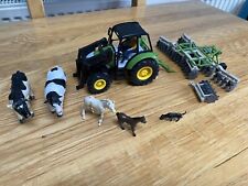 Plastic Tractor + Trailer animal models : cows, dog - made in china - job lot
